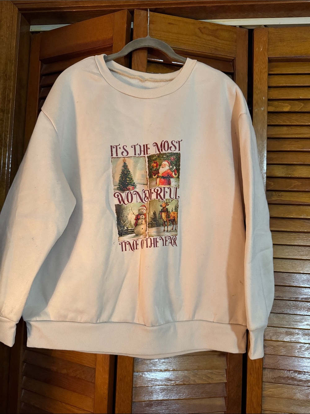 Cream Holiday Graphic Sweatshirt - "It's the Most Wonderful Time of the Year"